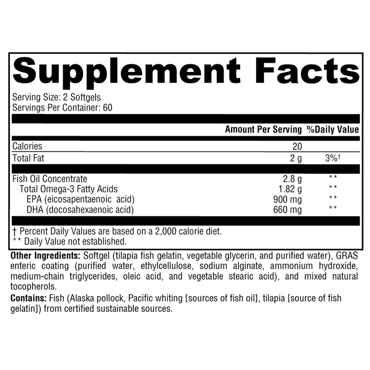 XYMOGEN OmegaPure 780 EC supplement facts label
