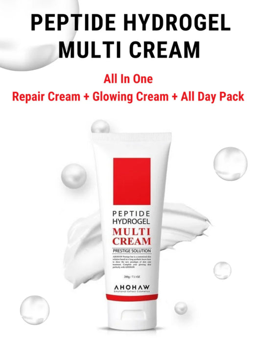 AHOHWA Peptide Hydrogel Multi Cream - A luxurious glowing skin cream in sleek packaging, designed to hydrate and revitalize the skin with advanced peptide hydrogel technology.