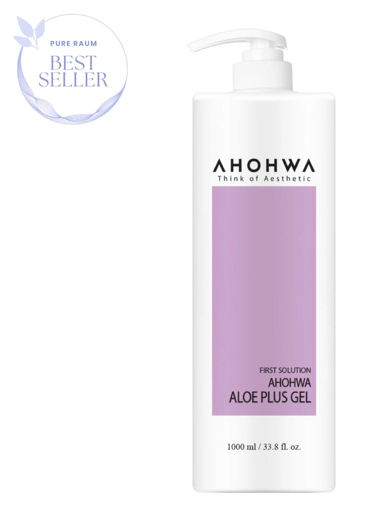 A bottle of Ahowha Aloe Plus Gel on a white background