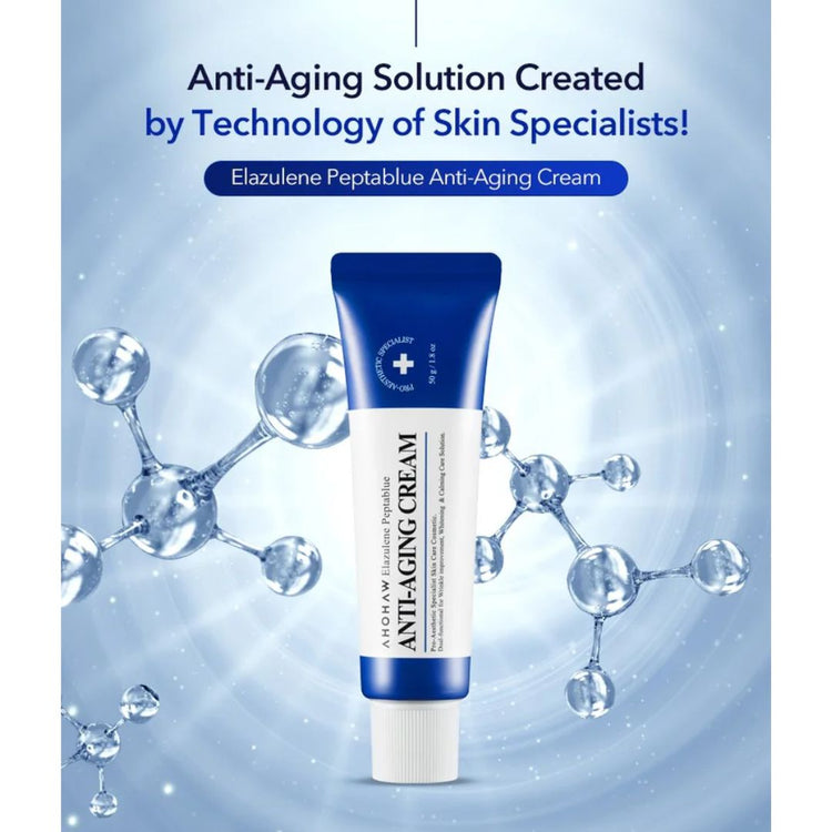 Luxury blue and white packaging of AHOHWA medical-grade Korean anti-aging cream