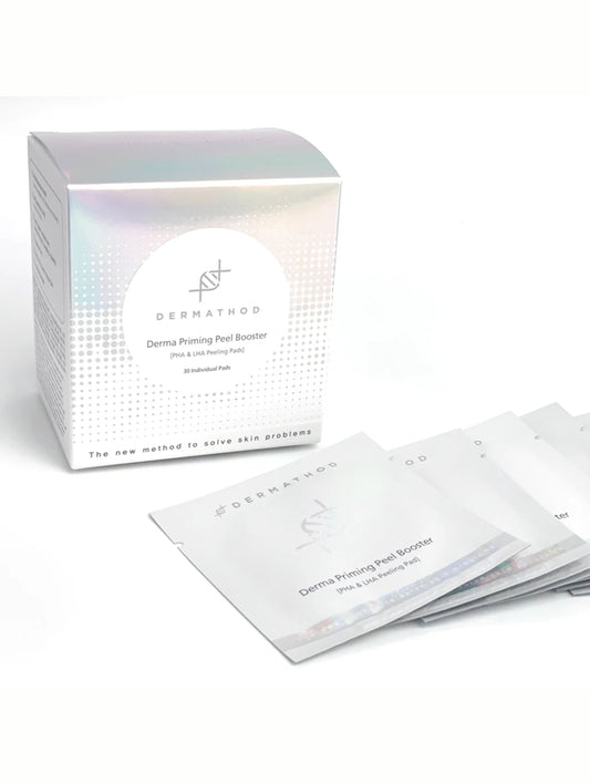 Derma Priming Peel Booster exfoliating pads with PHA & LHA for gentle resurfacing and glowing skin