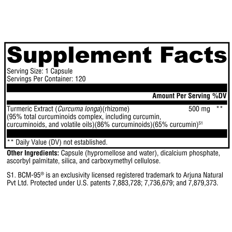 XYMOGEN CurcuPlex-95 supplement facts label