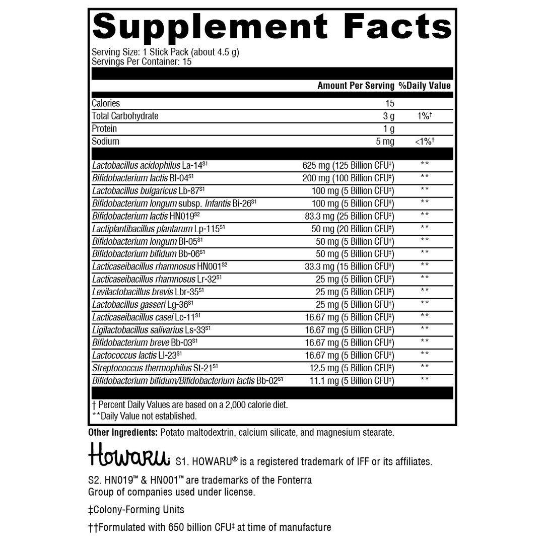 XYMOGEN ProbioMax Complete 350B supplement facts label