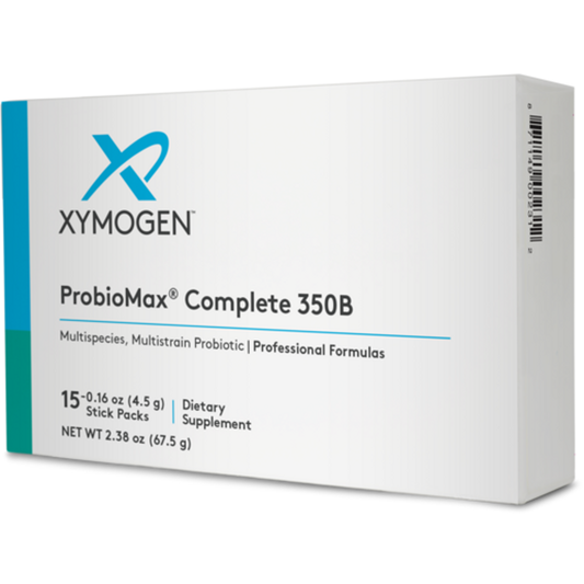 XYMOGEN ProbioMax Complete 350B probiotic stick packs box