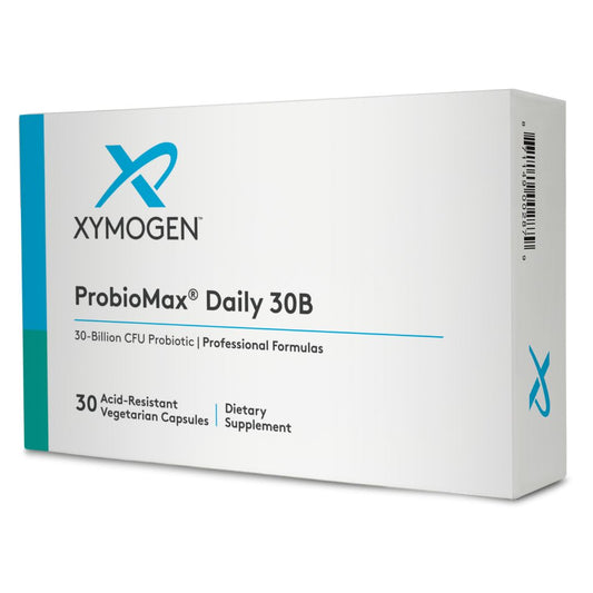 ProbioMax Daily 30B probiotic bottle with 30 billion CFU, 4-strain formula in blister packs