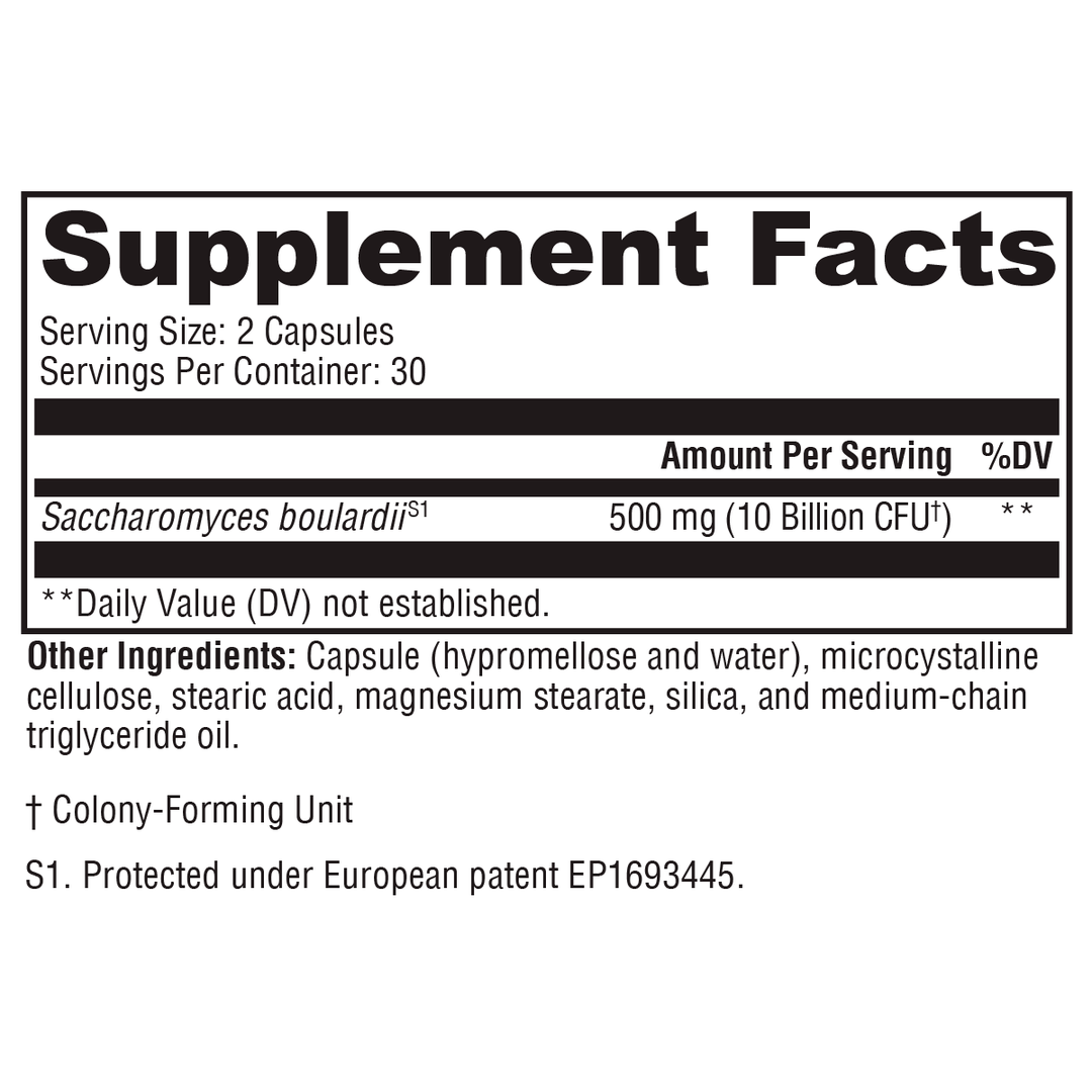 XYMOGEN Saccharomycin 10B supplement facts label