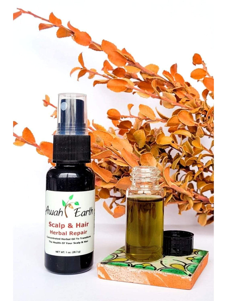 Awah Earth herbal scalp and hair oil with rosemary and lavender