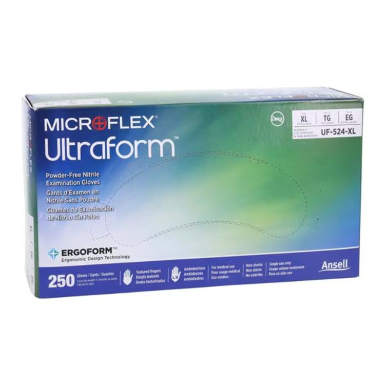 Ultraform Nitrile Exam Gloves, violet blue, non-sterile, powder-free, made from soft and lightweight nitrile, with textured fingertips for secure grip.Approved