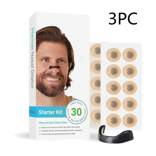 Nasal dilator starter kit packaging with a man's face on the box and鼻孔贴片 displayed.