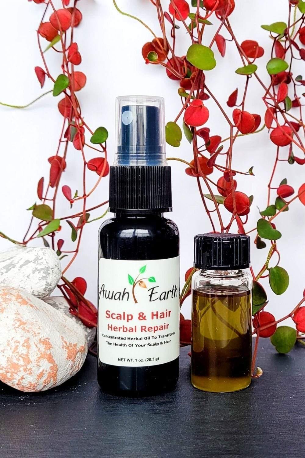 Scalp and Hair Herbal Repair (Natural Hair Oil). Helps people that are suffering from hair and scalp problems. Use it at night and let it do its work on your damaged hair and scalp.